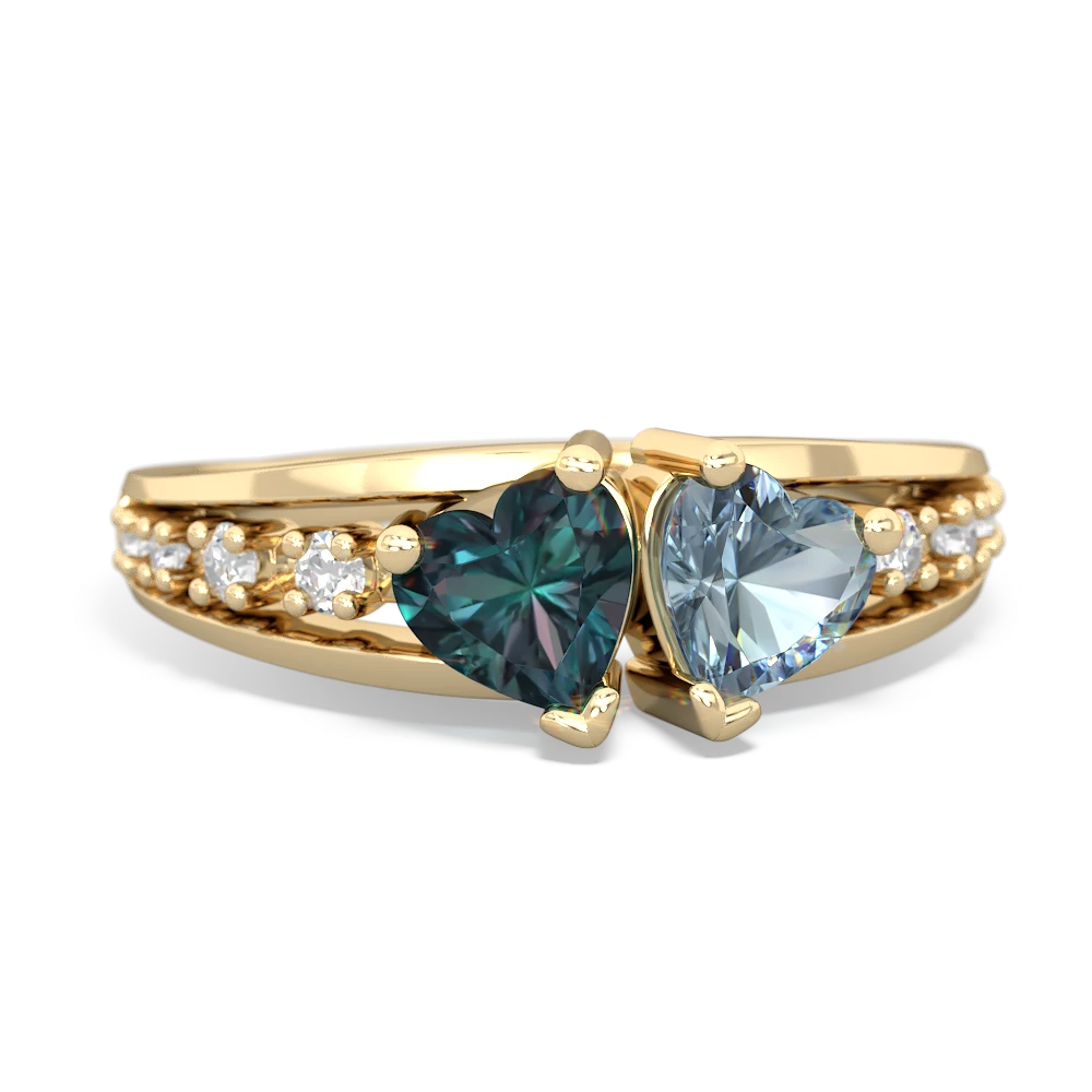 Alexandrite Heart To Heart 14K Yellow Gold ring R3342