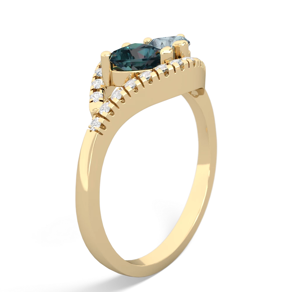 Alexandrite Mother And Child 14K Yellow Gold ring R3010