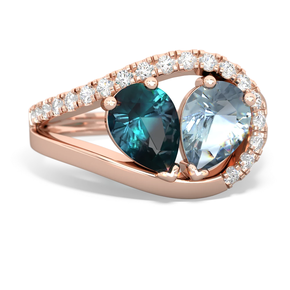 Alexandrite Nestled Heart Keepsake 14K Rose Gold ring R5650