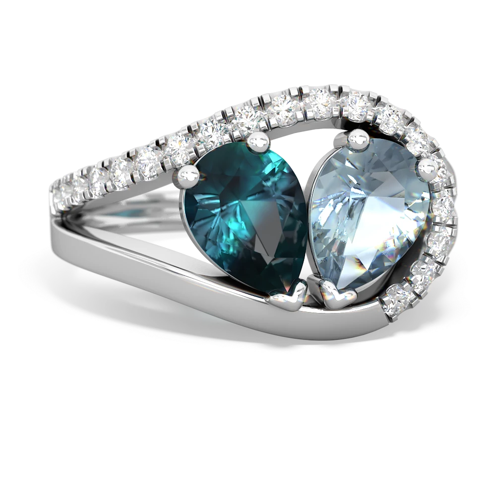 Alexandrite Nestled Heart Keepsake 14K White Gold ring R5650