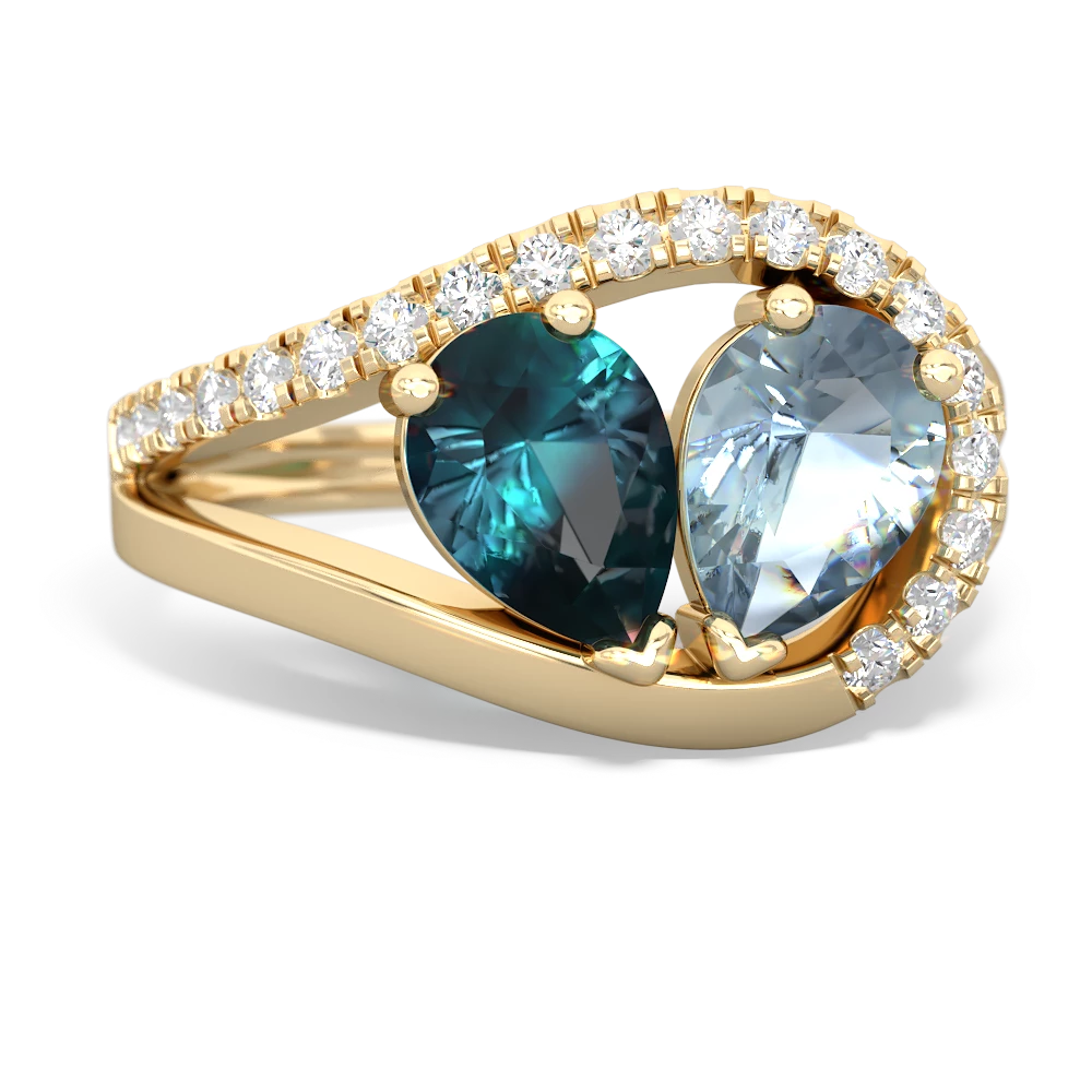 Alexandrite Nestled Heart Keepsake 14K Yellow Gold ring R5650