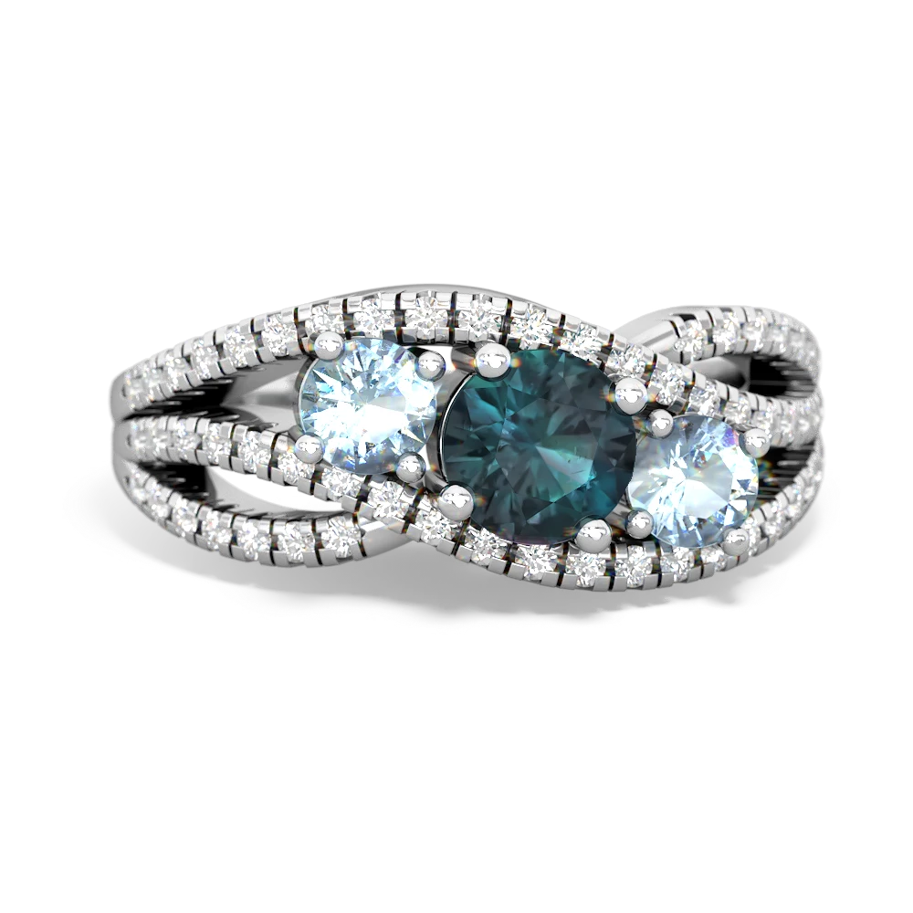 Alexandrite Three Stone Aurora 14K White Gold ring R3080