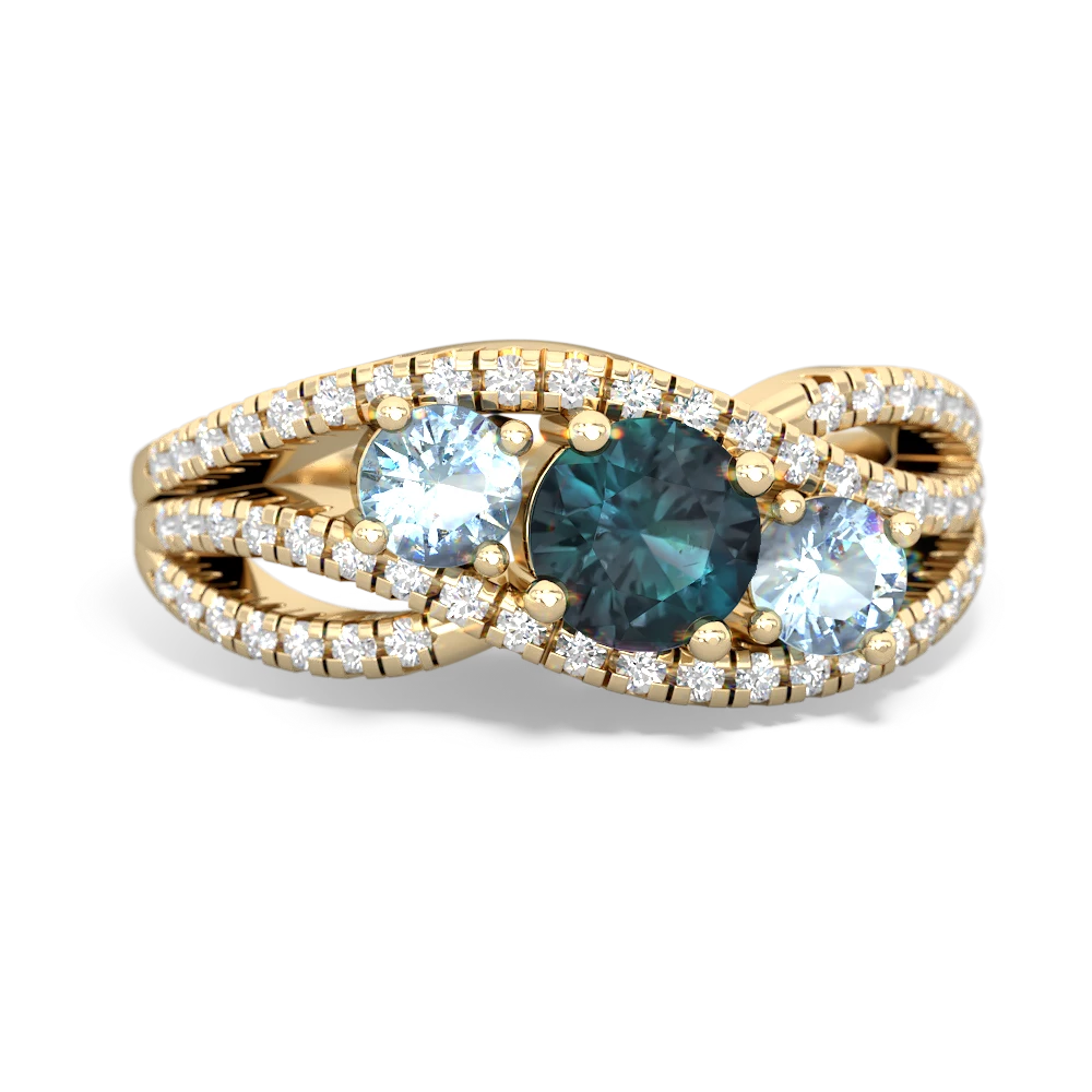 Alexandrite Three Stone Aurora 14K Yellow Gold ring R3080