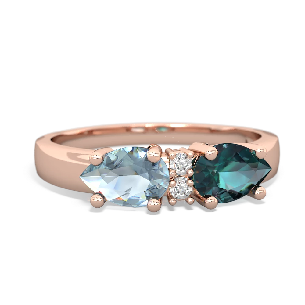 Alexandrite Pear Bowtie 14K Rose Gold ring R0865