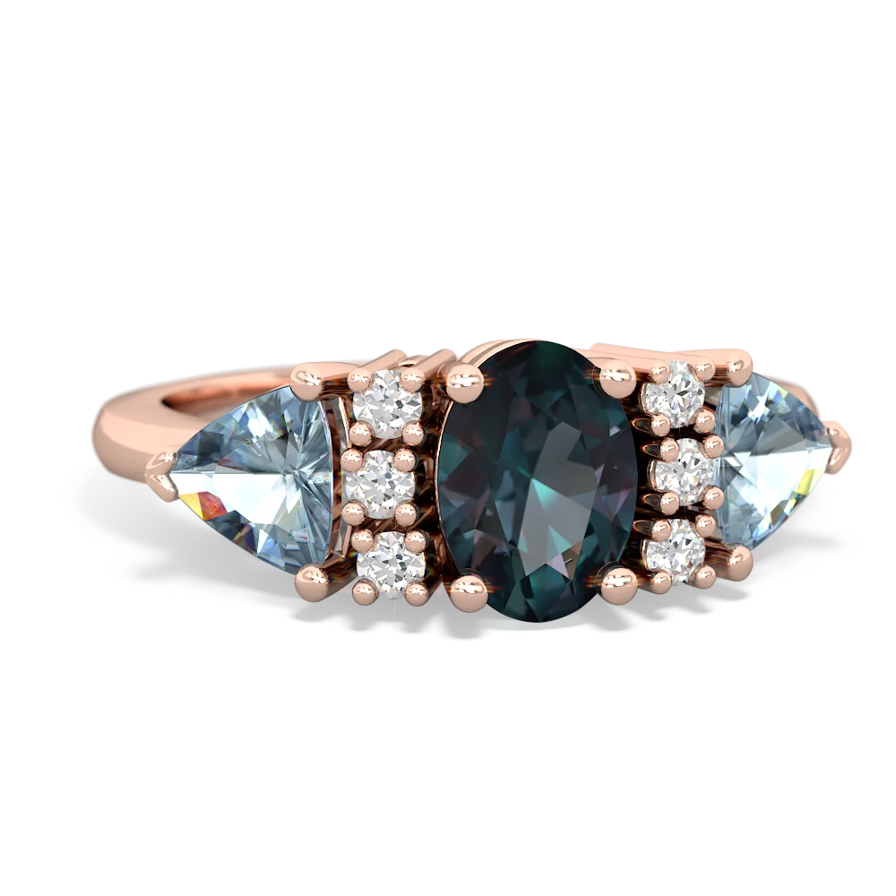 Alexandrite Antique Style Three Stone 14K Rose Gold ring R2186