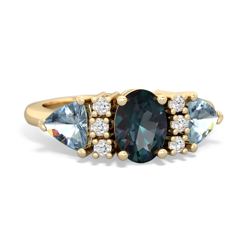 Alexandrite Antique Style Three Stone 14K Yellow Gold ring R2186