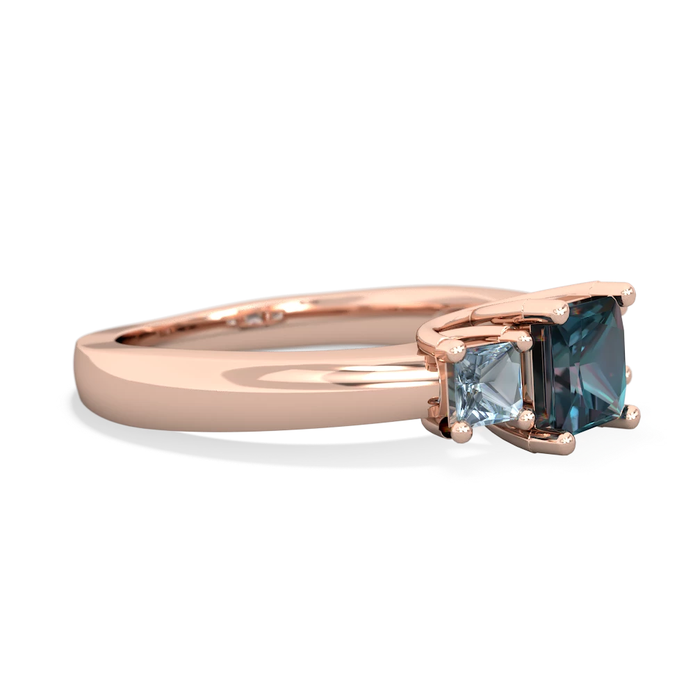 Alexandrite Three Stone Trellis 14K Rose Gold ring R4015