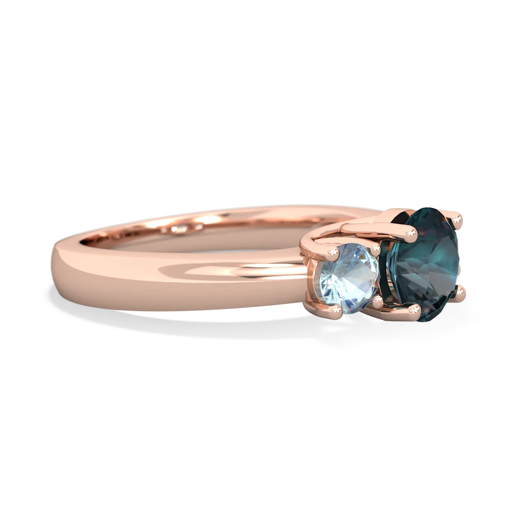 Alexandrite Three Stone Round Trellis 14K Rose Gold ring R4018