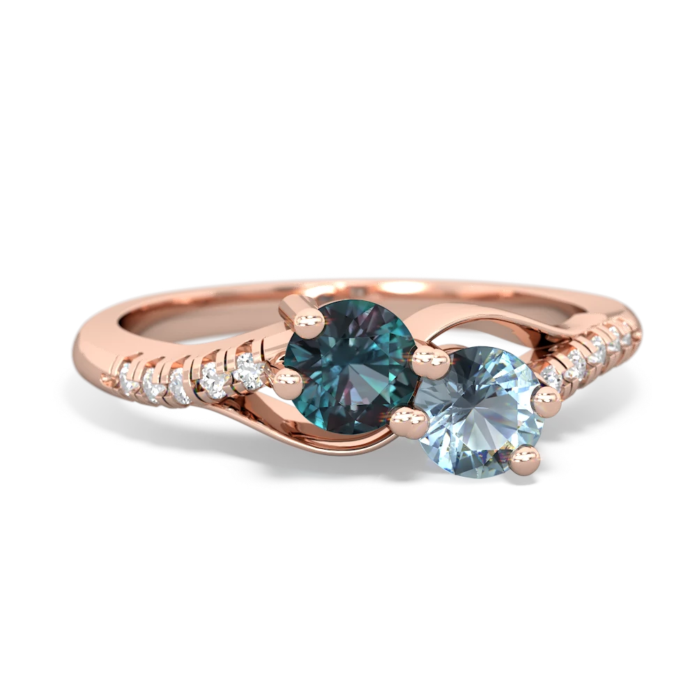 Alexandrite Infinity Pave Two Stone 14K Rose Gold ring R5285