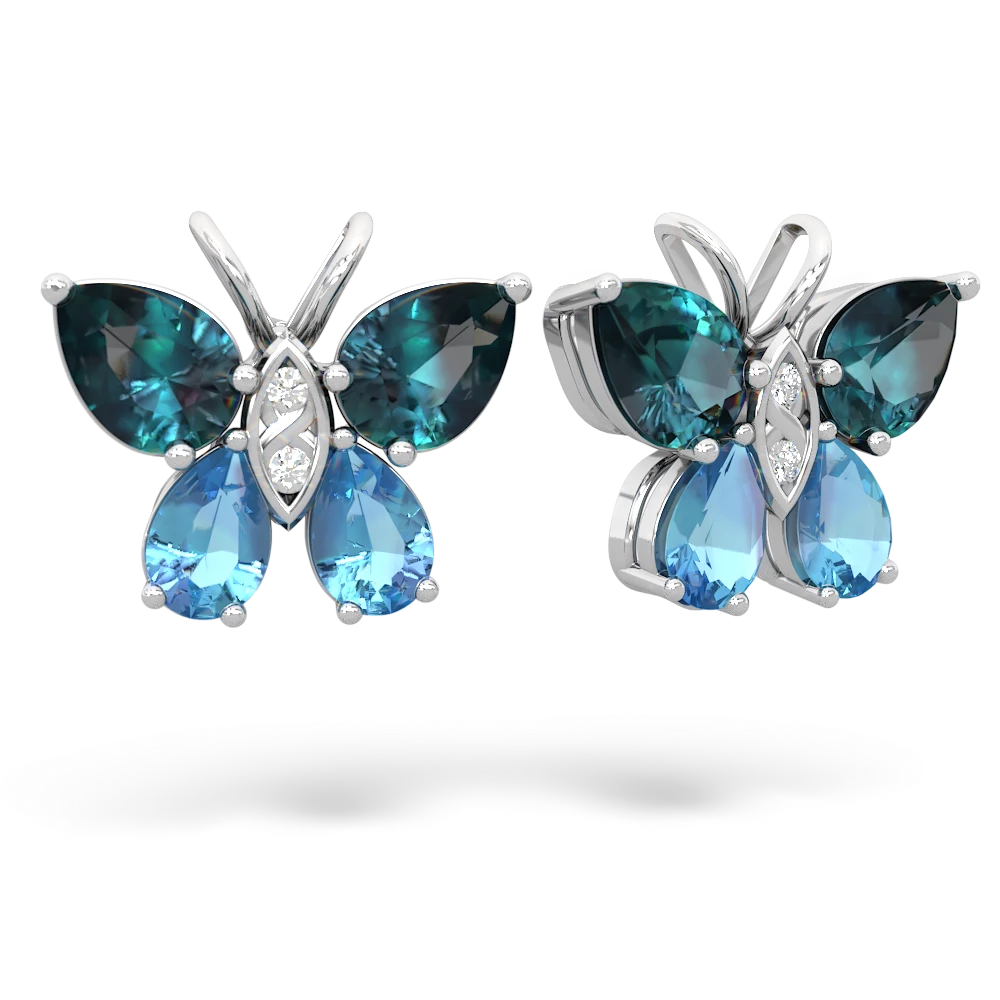 Alexandrite Butterfly 14K White Gold earrings E2215