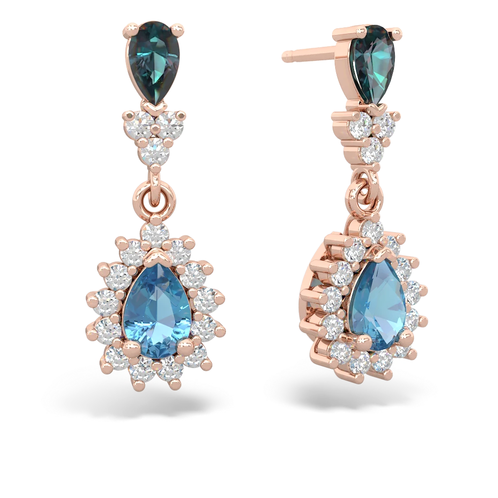 Alexandrite Halo Pear Dangle 14K Rose Gold earrings E1882