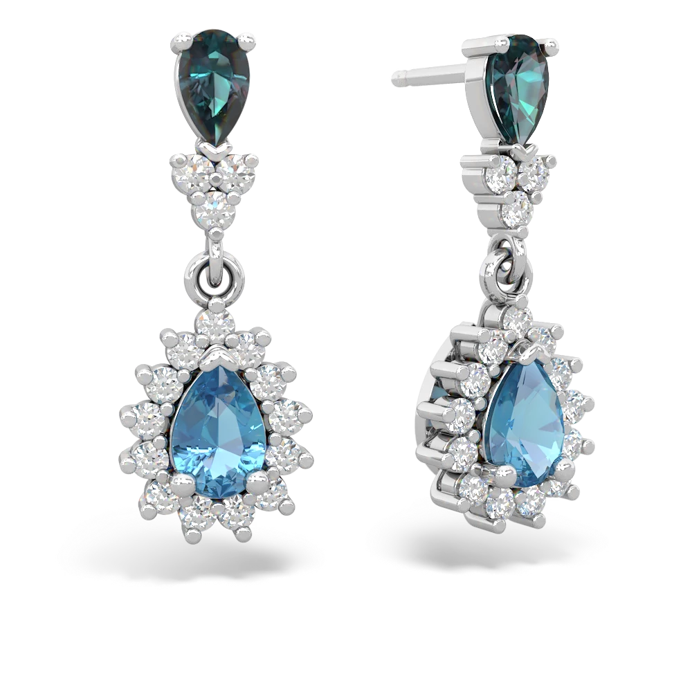 Alexandrite Halo Pear Dangle 14K White Gold earrings E1882