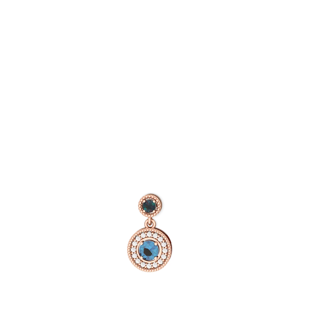 Alexandrite Halo Dangle 14K Rose Gold earrings E5319