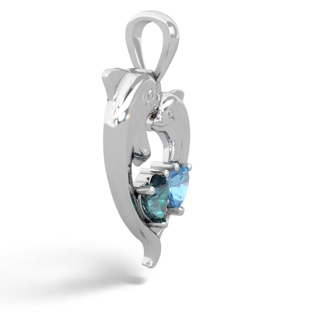 Alexandrite Dolphin Heart 14K White Gold pendant P5820