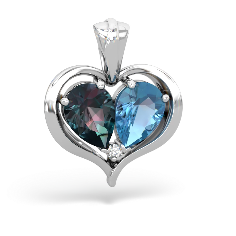 Alexandrite Two Become One 14K White Gold pendant P5330