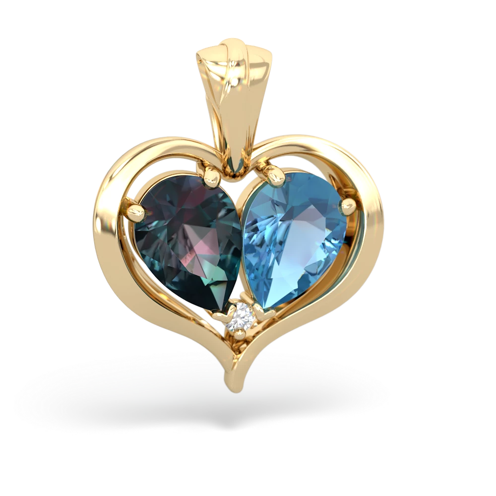 Alexandrite Two Become One 14K Yellow Gold pendant P5330