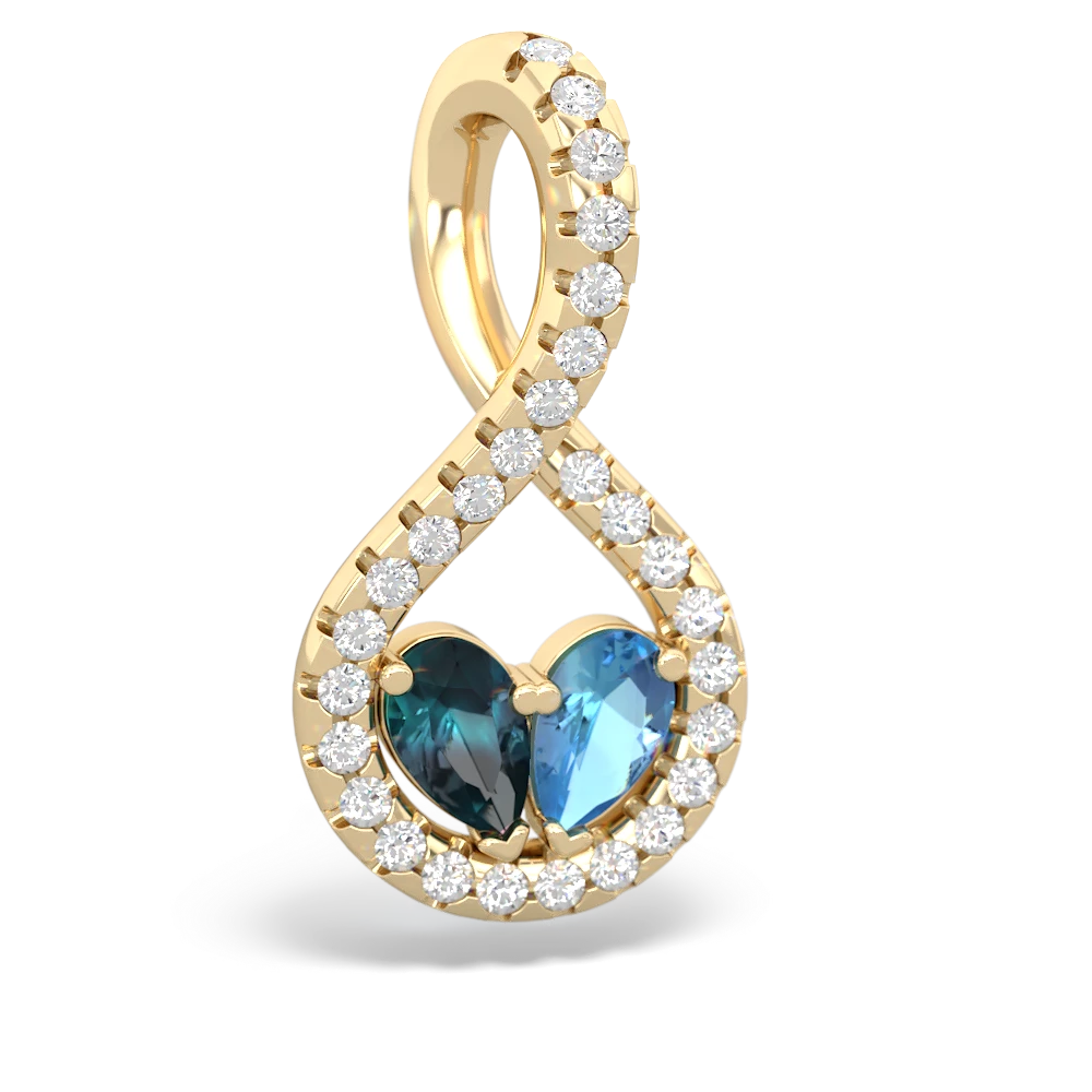 Alexandrite Pave Twist 'One Heart' 14K Yellow Gold pendant P5360