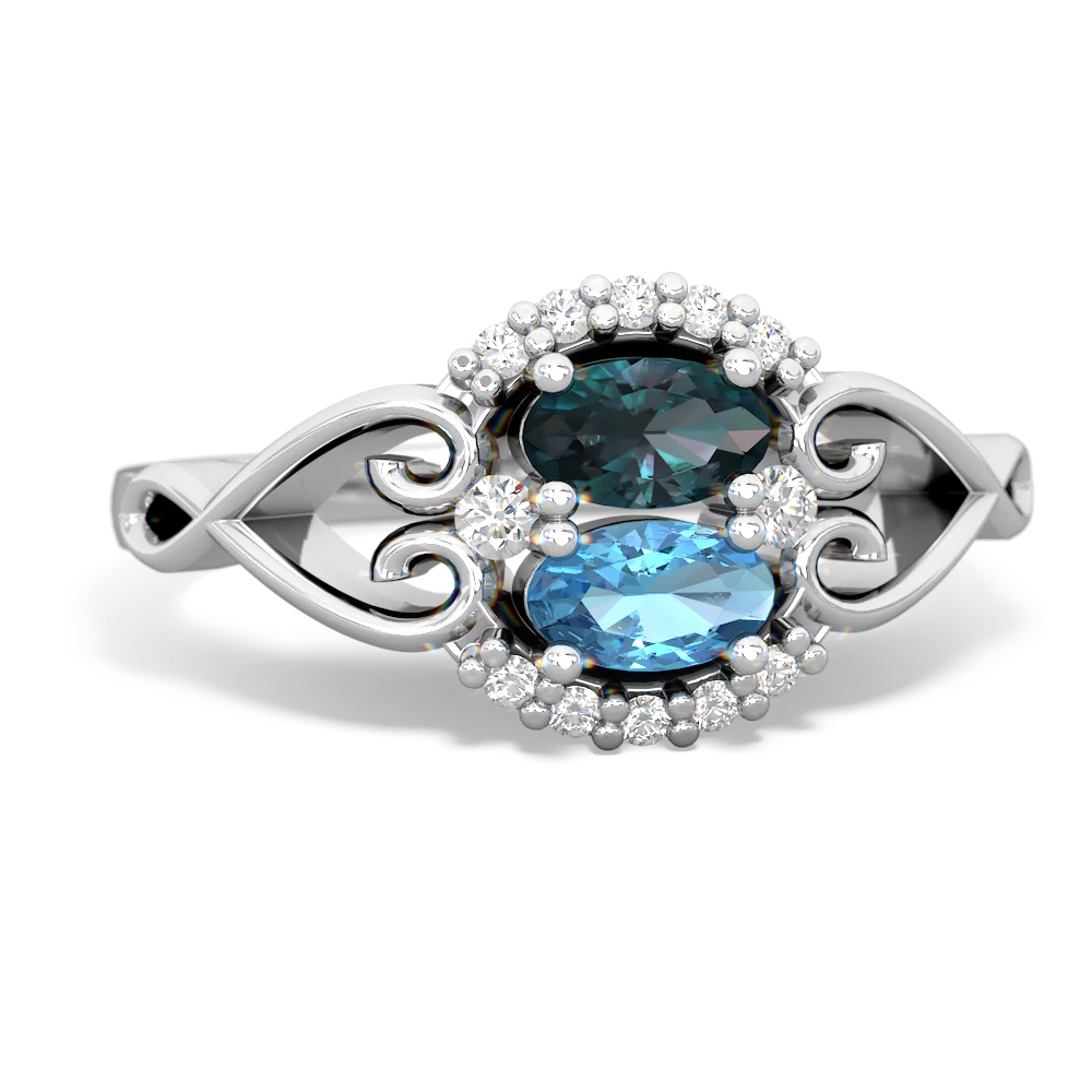 Alexandrite Love Nest 14K White Gold ring R5860