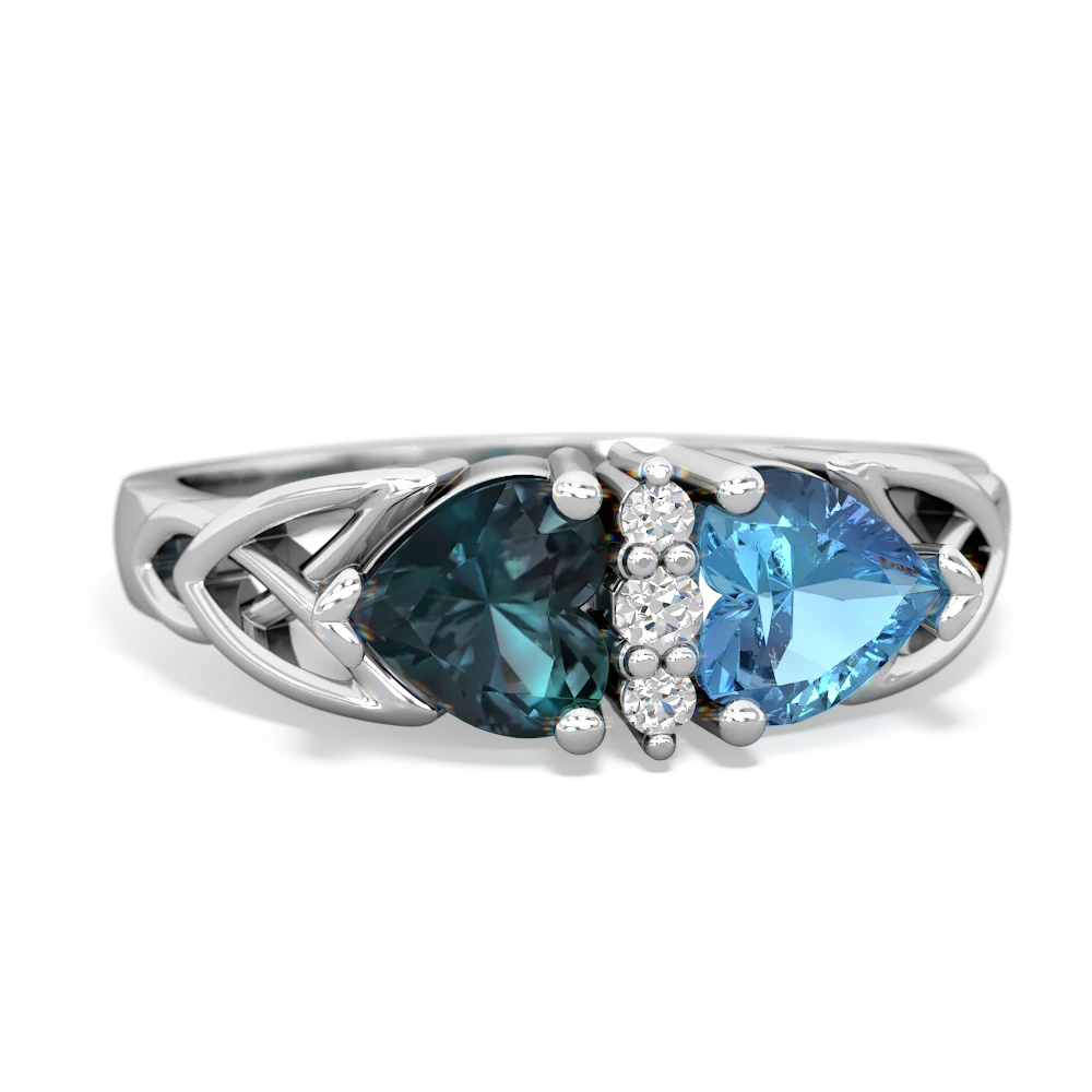 Alexandrite Celtic Knot Double Heart 14K White Gold ring R5040