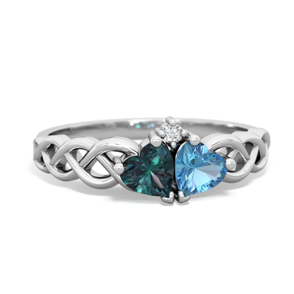 Alexandrite Heart To Heart Braid 14K White Gold ring R5870