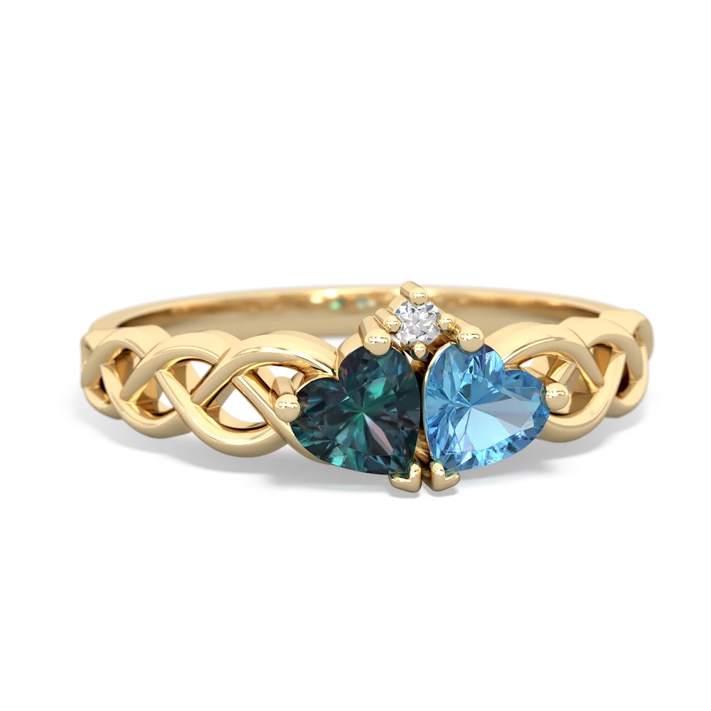 Alexandrite Heart To Heart Braid 14K Yellow Gold ring R5870