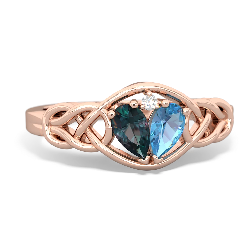 Alexandrite Celtic Love Knot 14K Rose Gold ring R5420