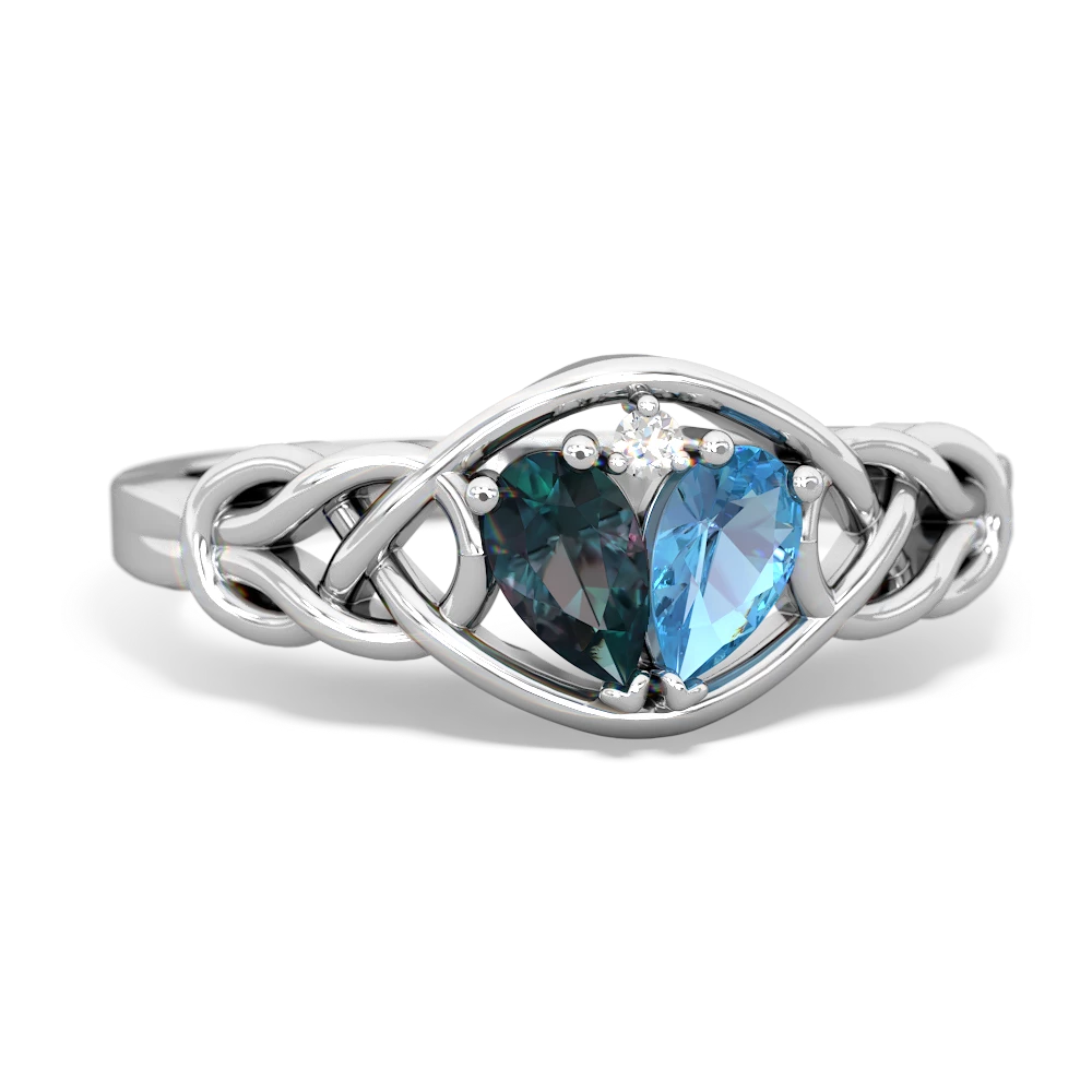 Alexandrite Celtic Love Knot 14K White Gold ring R5420