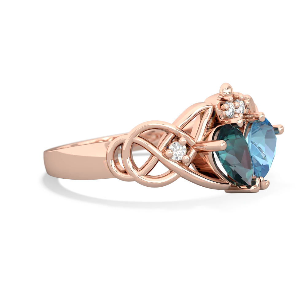 Alexandrite 'One Heart' Celtic Knot Claddagh 14K Rose Gold ring R5322