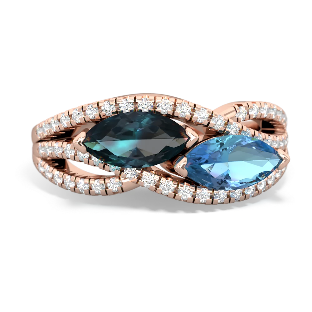 Alexandrite Diamond Rivers 14K Rose Gold ring R3070