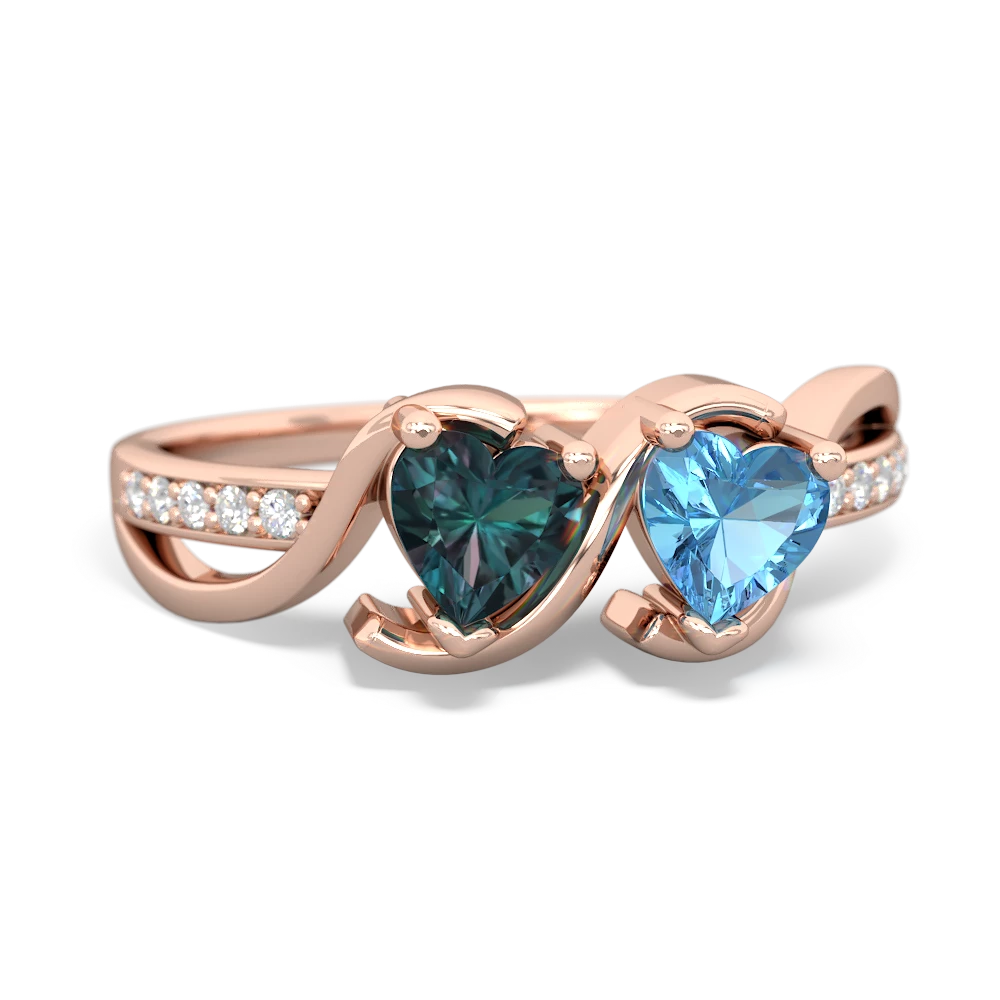 Alexandrite Side By Side 14K Rose Gold ring R3090