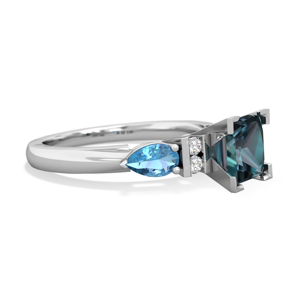 Alexandrite 6Mm Princess Eternal Embrace Engagement 14K White Gold ring C2002