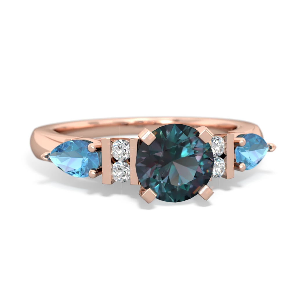 Alexandrite 6Mm Round Eternal Embrace Engagement 14K Rose Gold ring R2005