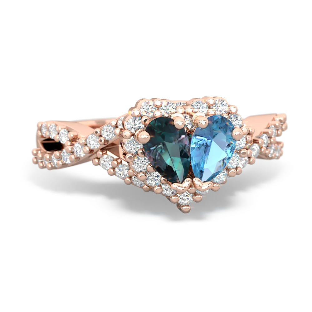 Alexandrite Diamond Twist 'One Heart' 14K Rose Gold ring R2640HRT