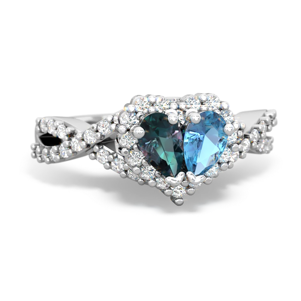 Alexandrite Diamond Twist 'One Heart' 14K White Gold ring R2640HRT