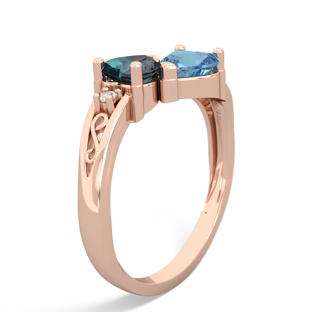 Alexandrite Snuggling Hearts 14K Rose Gold ring R2178