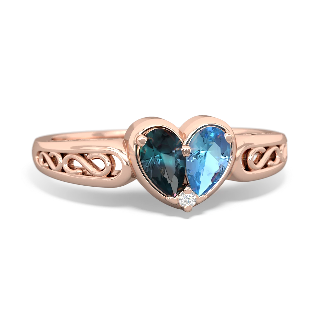 Alexandrite Filligree 'One Heart' 14K Rose Gold ring R5070