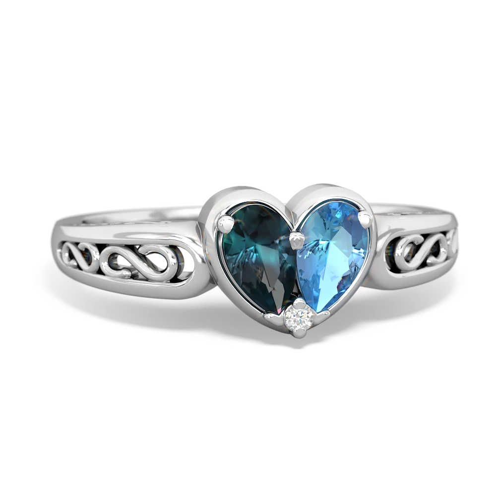 Alexandrite Filligree 'One Heart' 14K White Gold ring R5070