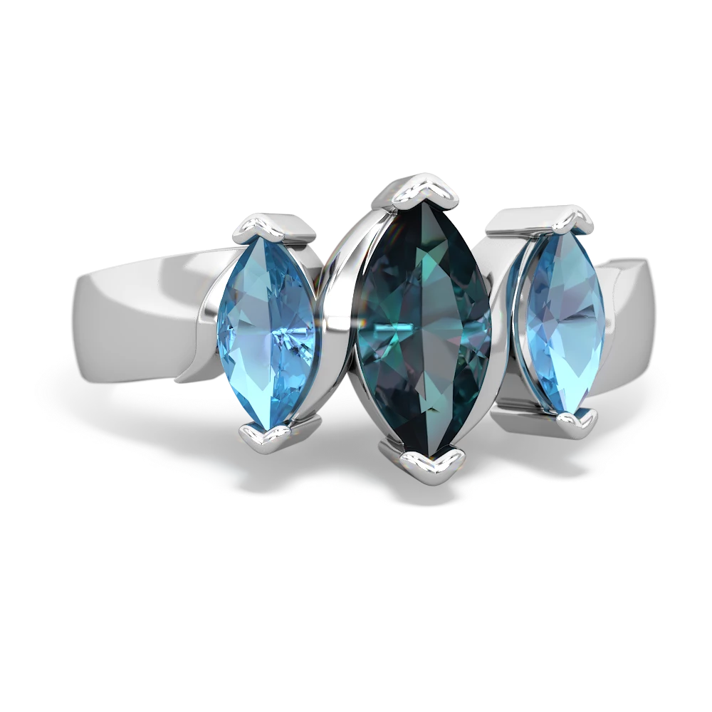 Alexandrite Three Peeks 14K White Gold ring R2433