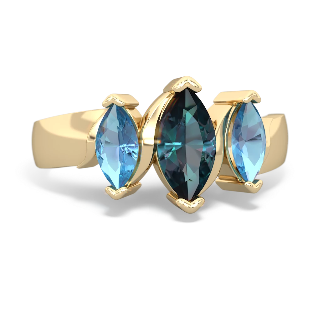 Alexandrite Three Peeks 14K Yellow Gold ring R2433