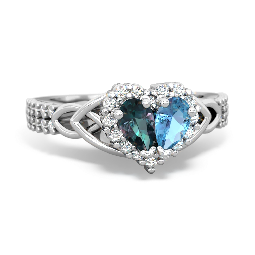 Alexandrite Celtic Knot Two Hearts As One 14K White Gold ring R2644HRT