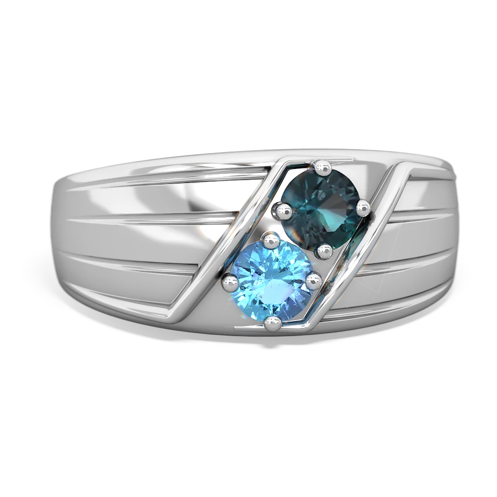 Alexandrite Men's Streamline 14K White Gold ring R0460