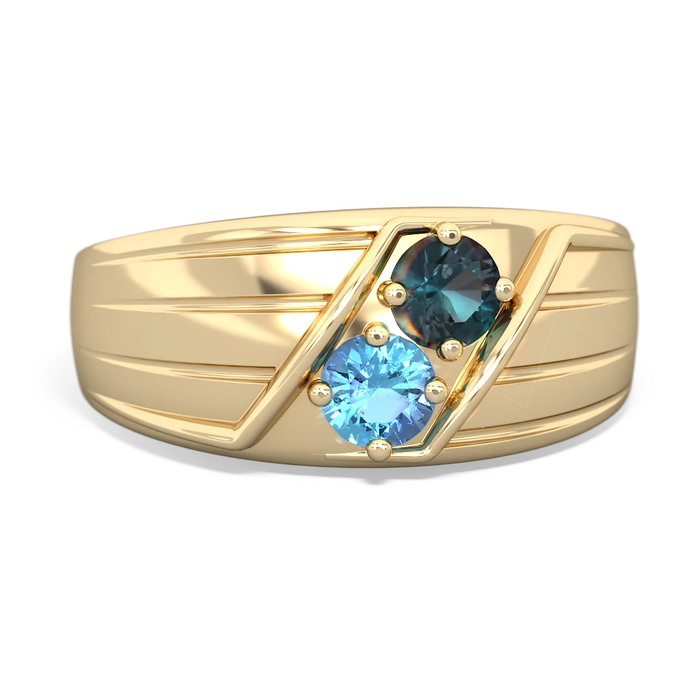 Alexandrite Men's Streamline 14K Yellow Gold ring R0460