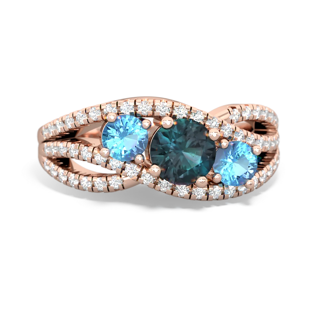 Alexandrite Three Stone Aurora 14K Rose Gold ring R3080