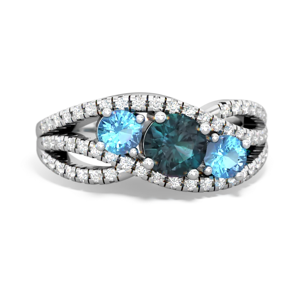 Alexandrite Three Stone Aurora 14K White Gold ring R3080