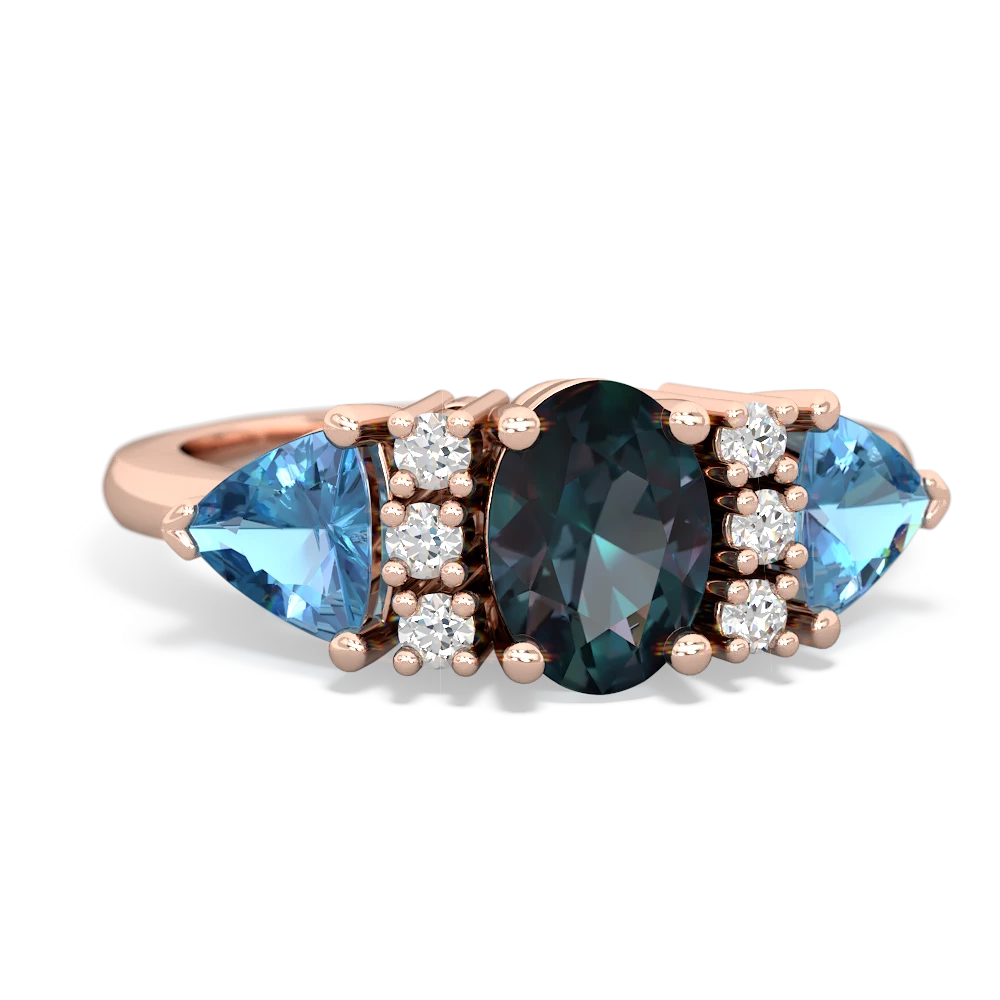 Alexandrite Antique Style Three Stone 14K Rose Gold ring R2186