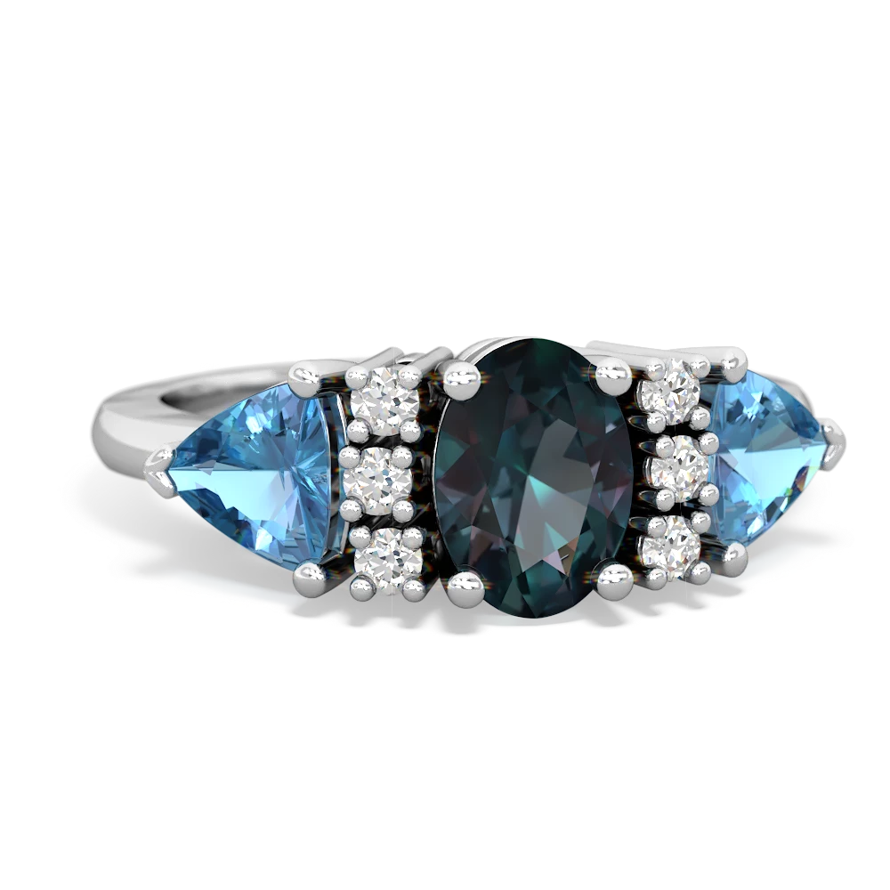 Alexandrite Antique Style Three Stone 14K White Gold ring R2186