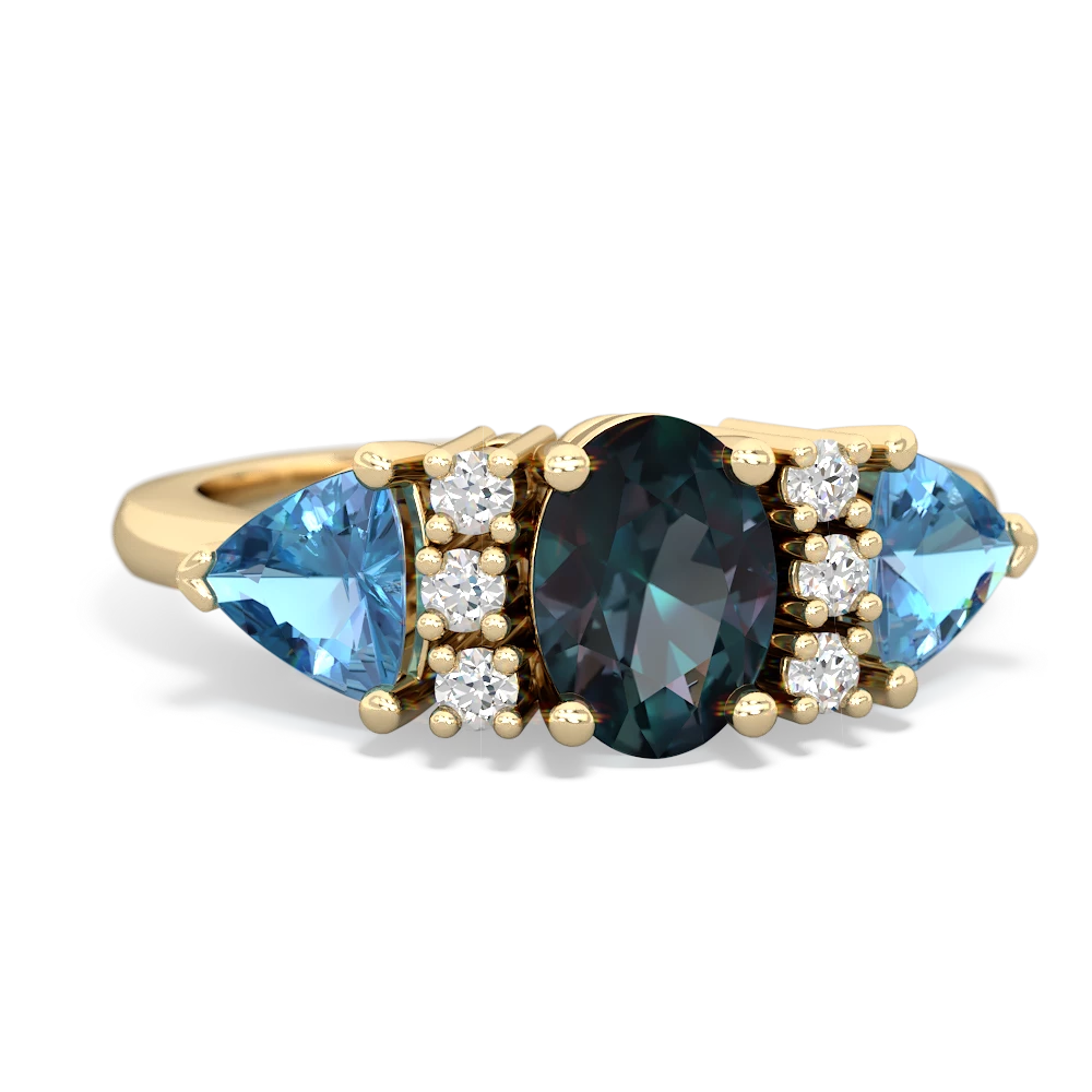 Alexandrite Antique Style Three Stone 14K Yellow Gold ring R2186