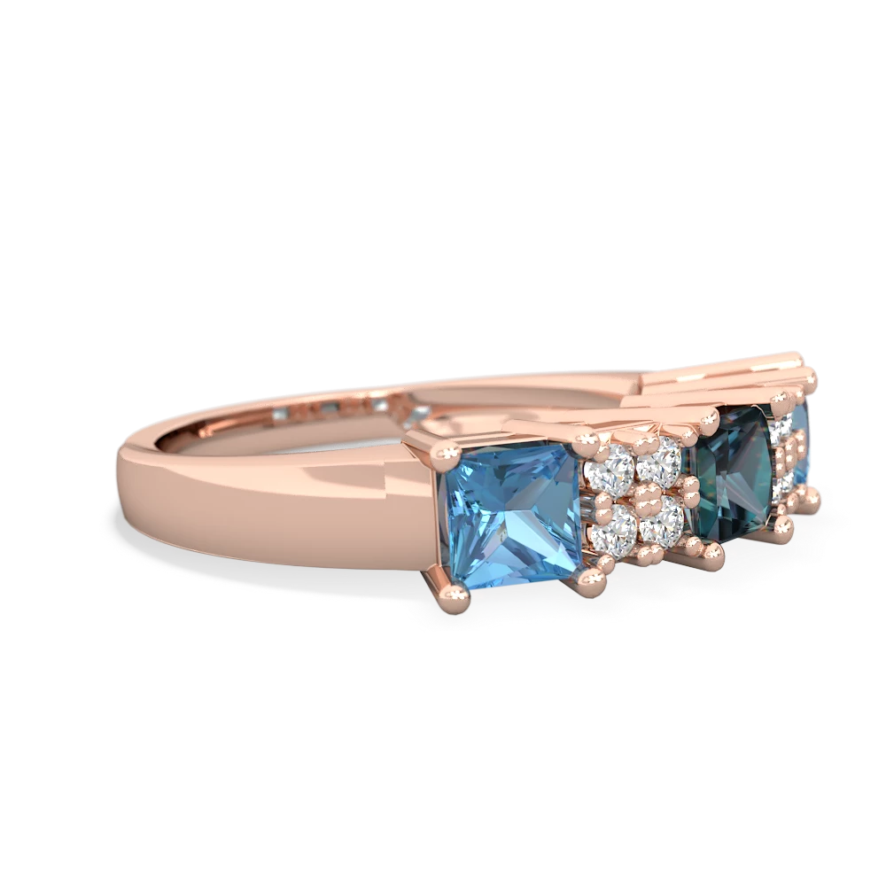 Alexandrite Three Stone Diamond Cluster 14K Rose Gold ring R2592