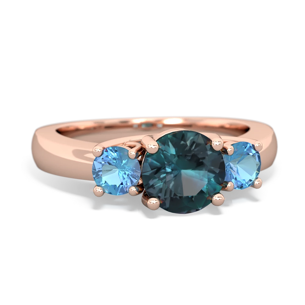 Alexandrite Three Stone Round Trellis 14K Rose Gold ring R4018