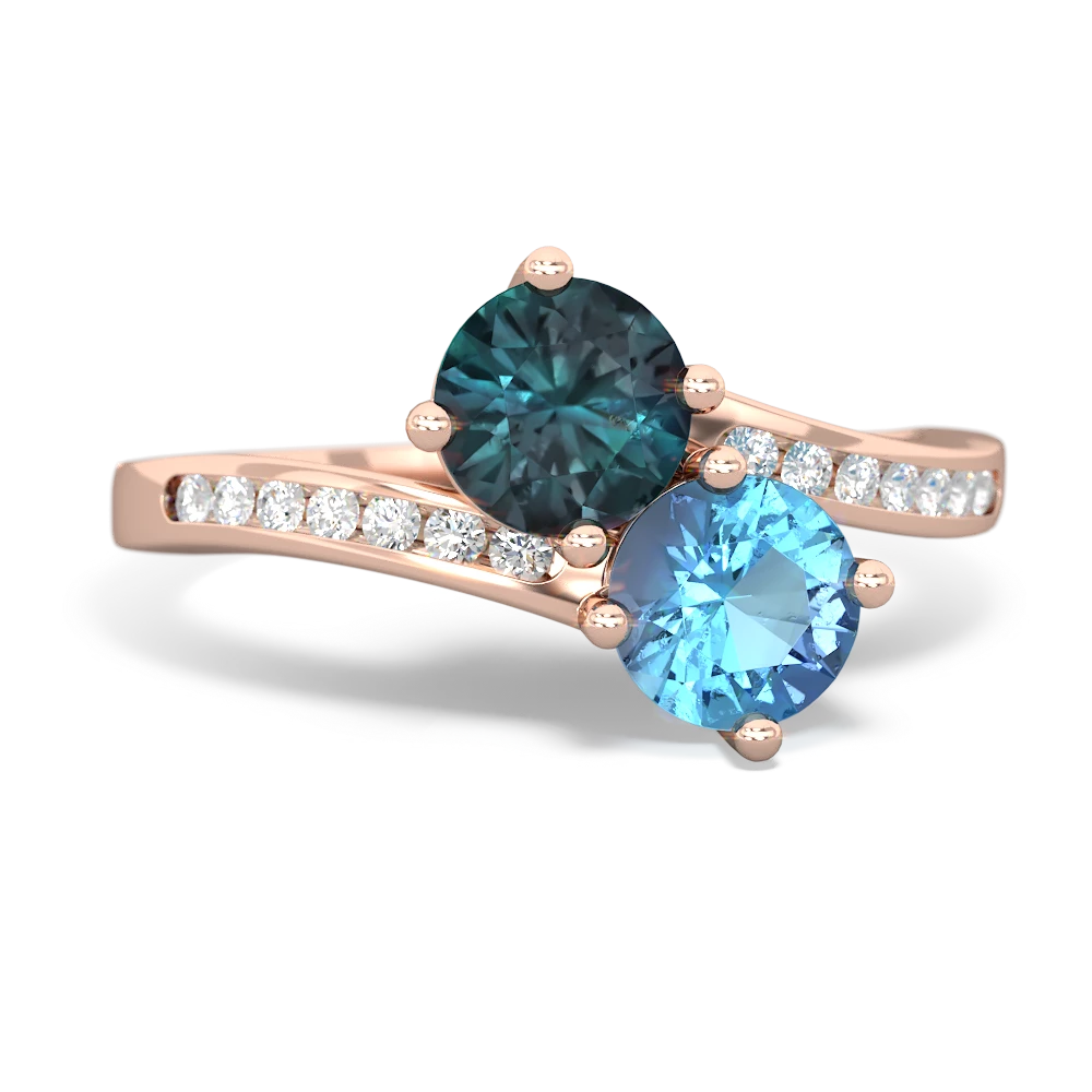 Alexandrite Channel Set Two Stone 14K Rose Gold ring R5303